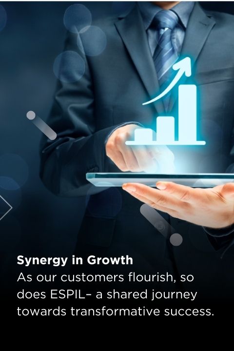 ESPIL business growth banner showing upward graph and synergy in customer success concept